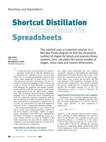 120260 Shortcut Distillation.pdf - Department of Chemical Engineering