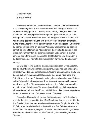Rede des Trägers des Internationalen Stefan-Heym ... - Chemnitz
