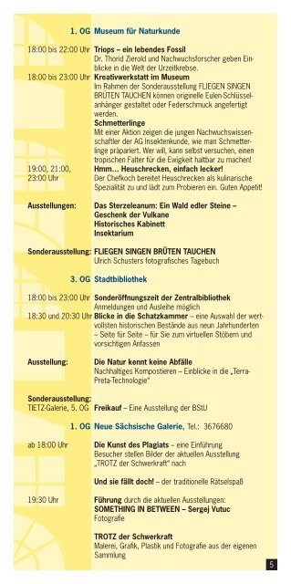 Programm zur Museumsnacht in Chemnitz