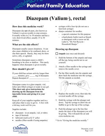Diazepam (Valium®), rectal - Children's Hospitals and Clinics of ...