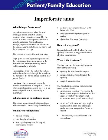 Imperforate anus - Children's Hospitals and Clinics of Minnesota
