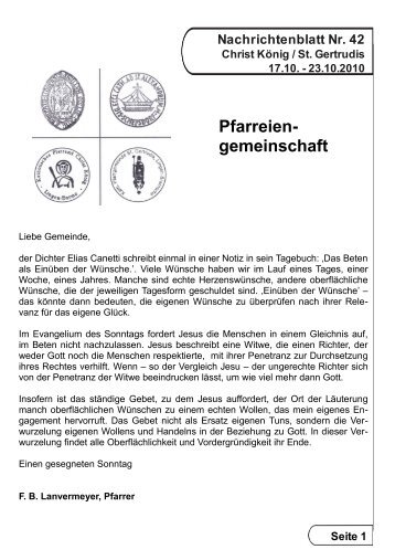 Pfarrnachrichten 2010_42.pdf - Pfarreiengemeinschaft Lingen-Süd