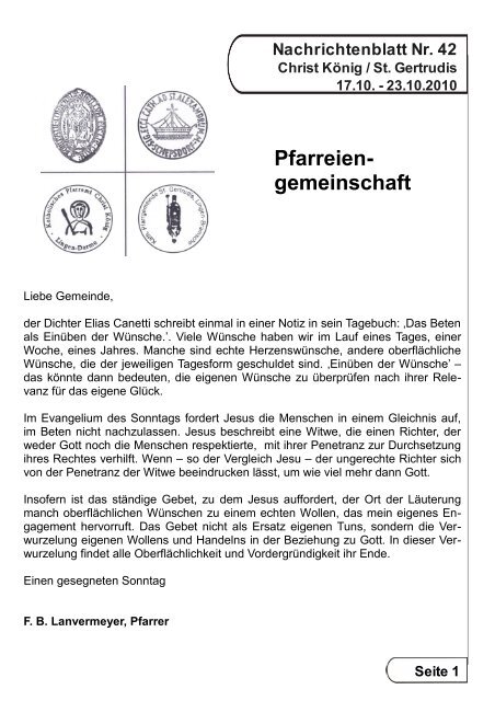 Pfarrnachrichten 2010_42.pdf - Pfarreiengemeinschaft Lingen-Süd