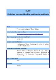 Towards a typology of clause linkage - Christian Lehmann