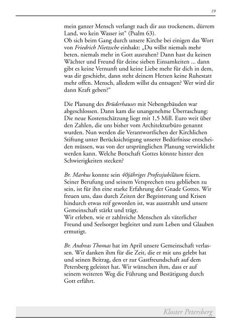 112. Rundbrief, 1. Halbjahr 2007 - Communität Christusbruderschaft ...