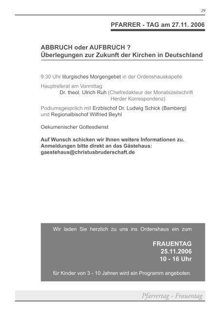 112. Rundbrief, 1. Halbjahr 2007 - Communität Christusbruderschaft ...