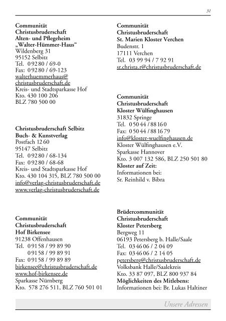 112. Rundbrief, 1. Halbjahr 2007 - Communität Christusbruderschaft ...