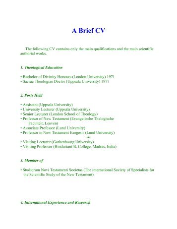 A Brief CV. - Chrys-caragounis.com