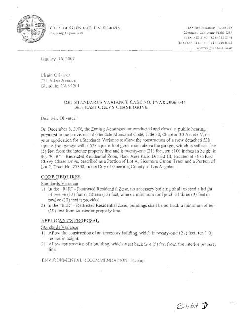 Appel/alit: Status ofAppel/am: Applicallt: Status ... - City of Glendale