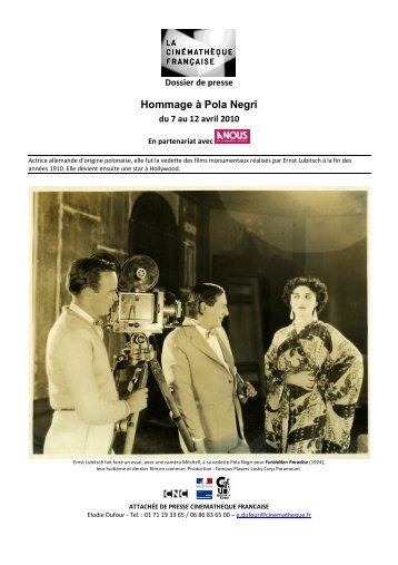 Dossier de presse POLA NEGRI - La Cinémathèque française