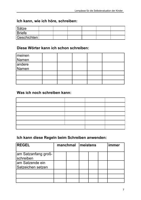 14 Lernpässe für die Selbstevaluation der Kinder - cisOnline