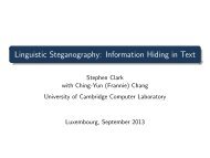 Linguistic Steganography - The Computer Laboratory - University of ...