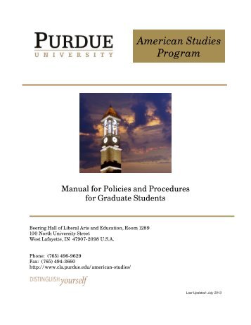 American Studies Program - College of Liberal Arts - Purdue ...