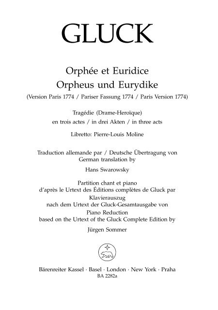 Orphée et Euridice Orpheus und Eurydike Seite 1 - Clarius Audi