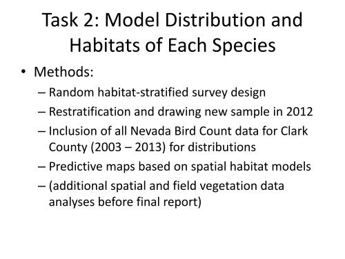 Developing Habitat Models and Monitoring Techniques for Nine Bird ...