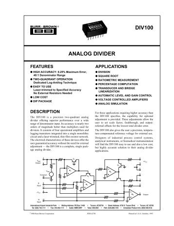 ANALOG DIVIDER DIV100 - ClassicCMP