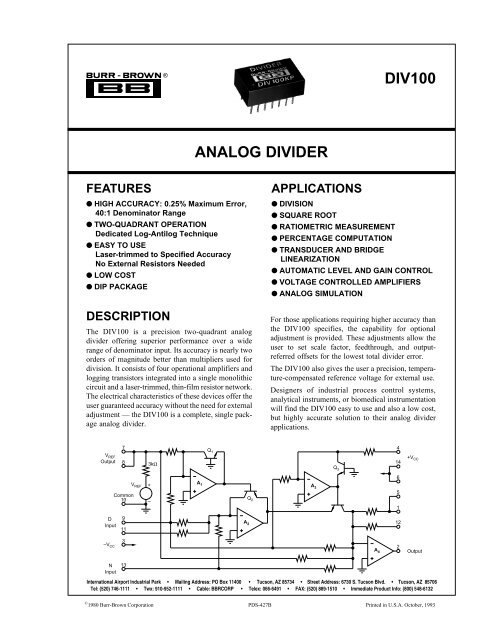 ANALOG DIVIDER DIV100 - ClassicCMP