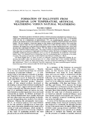 formation of halloysite from feldspar: low temperature, artificial ...