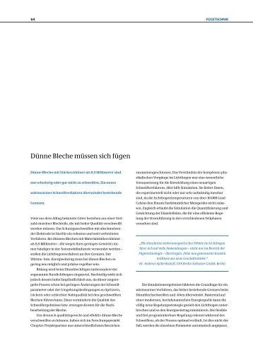 Dünne Bleche müssen sich fügen - Cleaner Production Germany