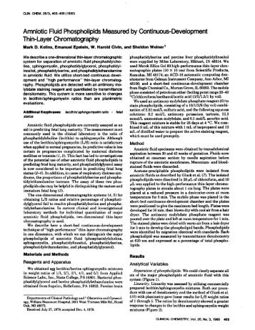 Amniotic Fluid Phospholipids Measured by ... - Clinical Chemistry