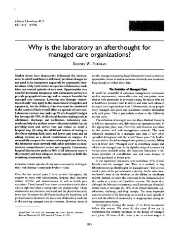 Why isthe laboratory an afterthought for ... - Clinical Chemistry