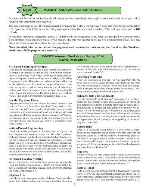Course Descriptions Pittsburgh PDF Carnegie Mellon University