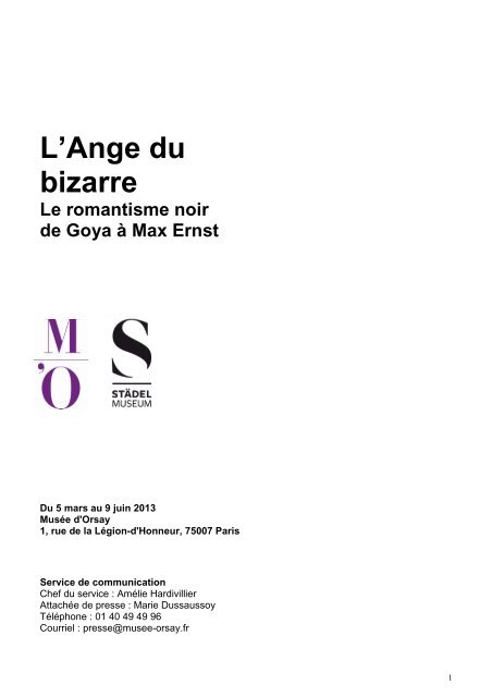 L'Ange du Bizarre Le romantisme noir de Goya à Max Ernst - Cndp