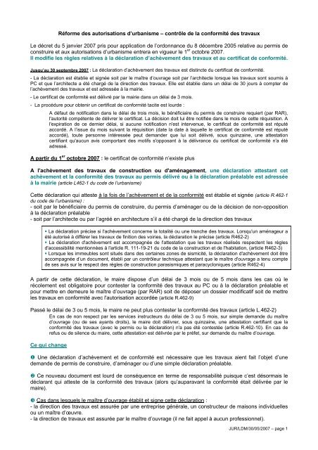 Réforme des autorisations d'urbanisme – contrôle de la ... - CNRS