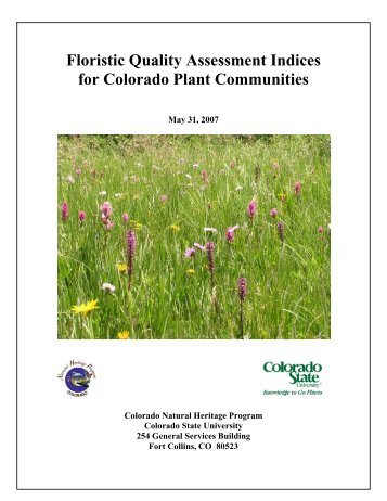 Floristic Quality Assessment Indices for Colorado Plant Communities