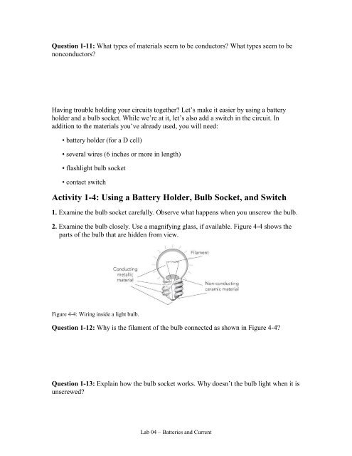 pre-lab preparation sheet for lab 4—batteries, bulbs, and current