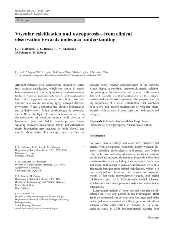 Vascular calcification and osteoporosis—from clinical observation ...