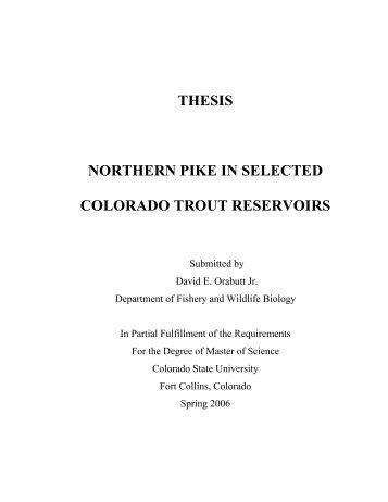 thesis northern pike in selected colorado trout reservoirs
