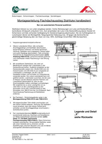 Montageanleitung Flachdachausstieg Stahlluke handbedient