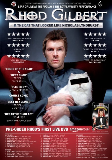 Rhod Gilbert Tour Dates A5 Comedy Store Management