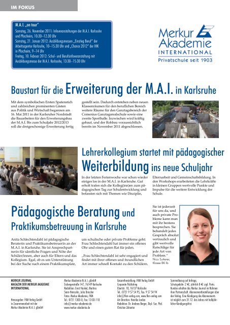 Merkur Journal 3/2011 - Comenius Ganztagsrealschule