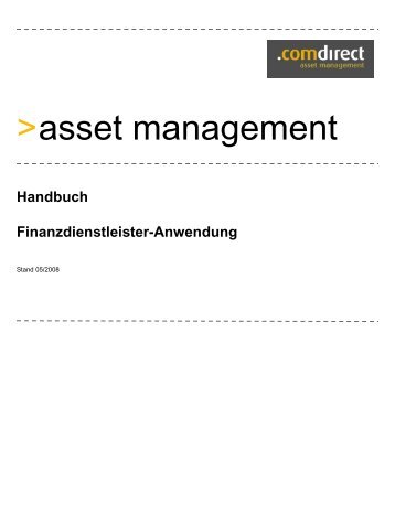 Handbuch Finanzdienstleister-Anwendung - Comdirect