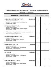 applications for a real estate & business agent's licence