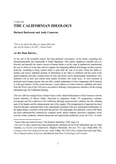 THE CALIFORNIAN IDEOLOGY