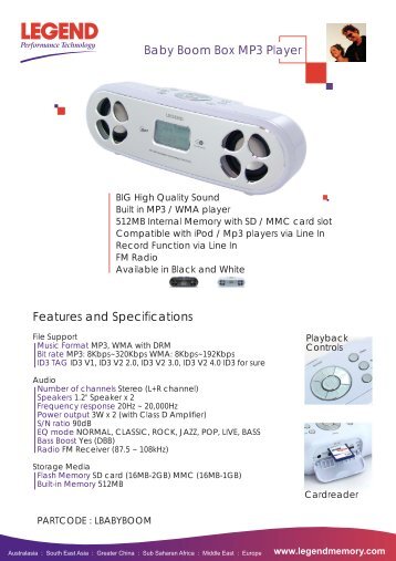 Features and Specifications Baby Boom Box MP3 Player - Computers!