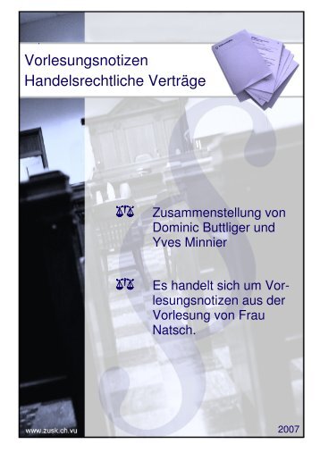 Vorlesungsnotizen Handelsrechtliche Verträge