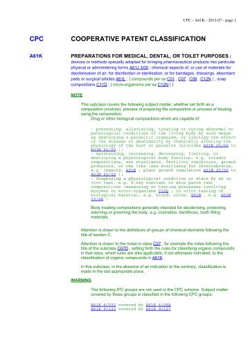 A61K - Cooperative Patent Classification