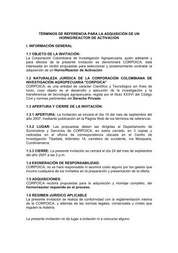Horno/reactor - Corpoica