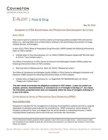 Summary of FDA Advertising and Promotion Enforcement Activities