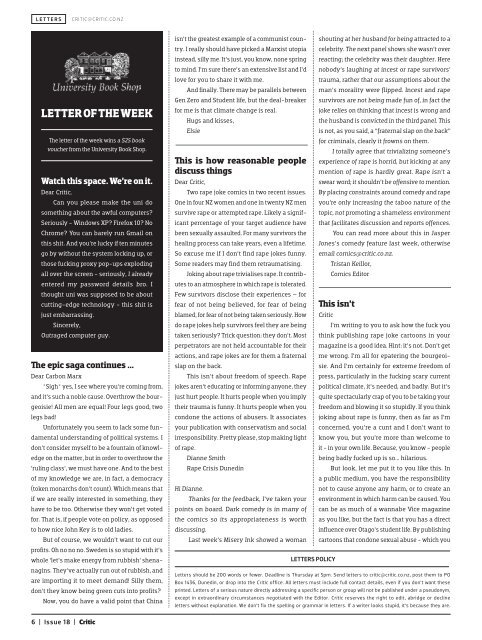 Issue 18 | August 05, 2013 | critic.co.nz
