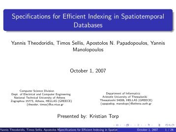 Specifications for Efficient Indexing in Spatiotemporal Databases