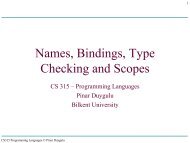 Names, Bindings, Type Checking and Scopes - Bilkent University