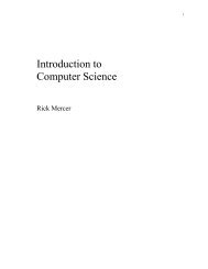 Introduction to Computer Science - University of Arizona - Computer ...