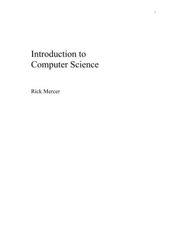 Introduction to Computer Science - University of Arizona - Computer ...