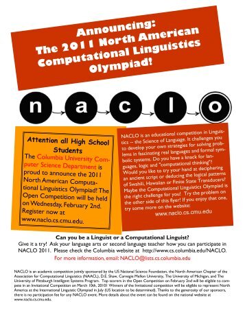 Announcing: The 2011 North American Computational Linguistics ...