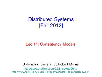 Lec 11: Consistency models: strict, sequential consistency
